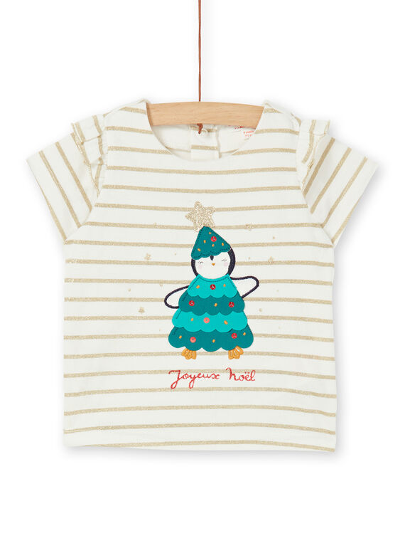 Tee-shirt rayé doré bébé fille KINOTEEX / 20WG09Q1TMC001